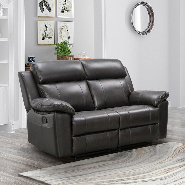Abbyson Living Room Furniture, Abbyson Warren Top Grain Leather Reclining Sofa And Loveseat
