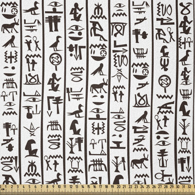 East Urban Home Egyptian Print Fabric By The Yard, Vertical Borders Hieroglyphics Alphabet Language Cultural
