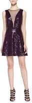 Thumbnail for your product : BCBGMAXAZRIA Sleeveless Sequined Plunge-Illusion Dress