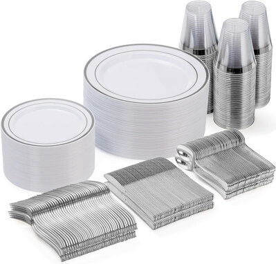 c&g home Disposable Plastic Wedding Party Supplies Kit