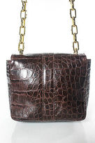 Thumbnail for your product : CC Skye Dark Brown Leather Gold Tone Fold Over Crossbody Handbag In Dustbag
