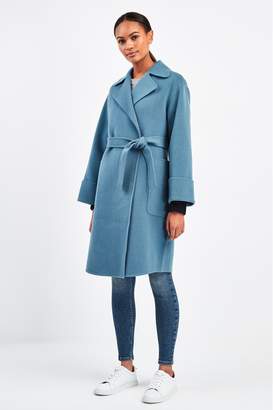 Whistles Womens Blue Double Faced Wool Wrap Coat - Blue