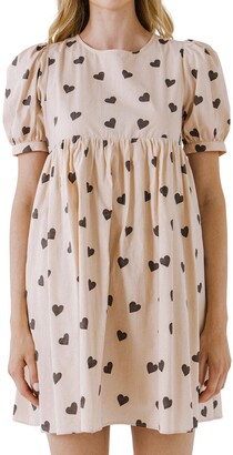 ENGLISH FACTORY Heart Print Mini Dress