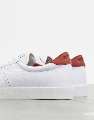 Superga 2843 back tab lace up trainers in white and brown