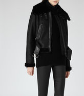 Thumbnail for your product : Reiss Nell Shearling Biker Jacket
