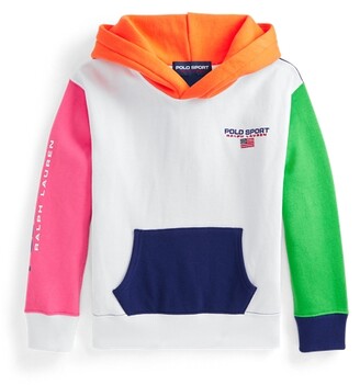 polo sport color block fleece hoodie