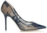 Thumbnail for your product : Jimmy Choo Amika Navy Lace and Patent Pointy Toe Pumps
