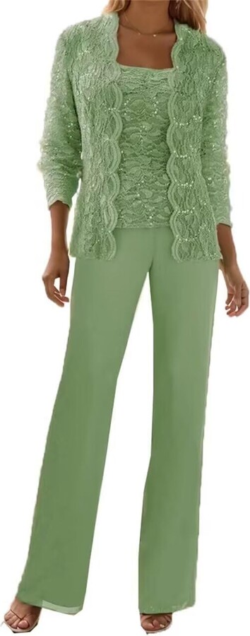 YKPPSMTR Pieces Mother of The Bride Trouser Suits Sage Jumpsuit