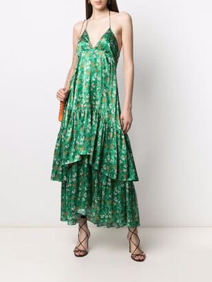 L'Autre Chose Tiered Floral-Print Midi Dress
