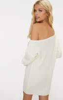 Thumbnail for your product : PrettyLittleThing Cream Off The Shoulder Jumper Knitted Dress