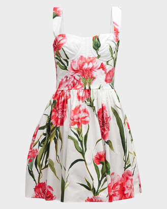 Dolce & Gabbana Floral Print Sweetheart Mini Dress