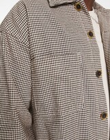 Thumbnail for your product : Jack and Jones Originals oversized brushed houndstooth overshirt in brown
