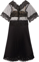 Thumbnail for your product : Christopher Kane Lace-paneled tulle and plissé-satin dress