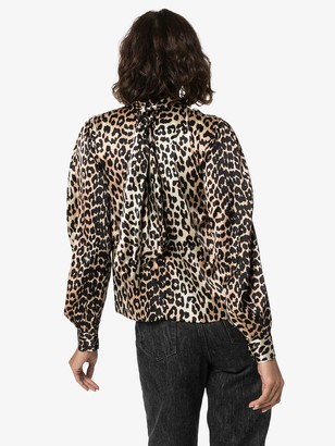 tie neck leopard print blouse