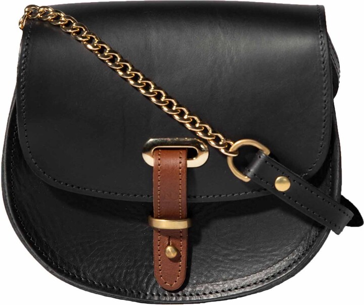 N'Damus London Mini Victoria Full Grain Black Leather Crossbody