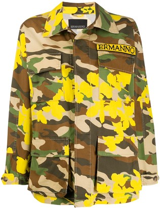 Ermanno Ermanno Camouflage Print Military Jacket