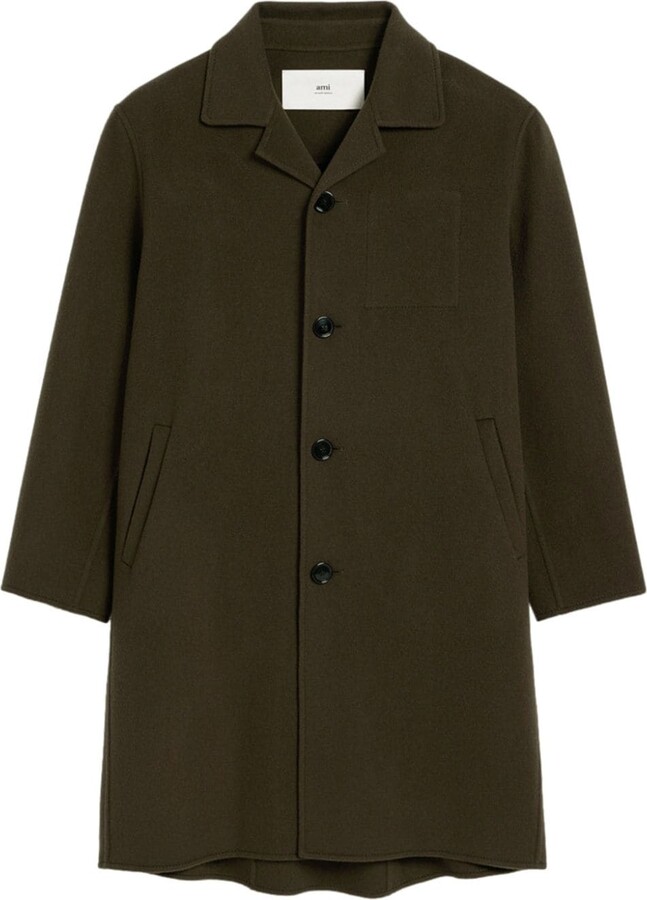 AMI Paris Coffee Brown Wool-Cashmere Blend Coat