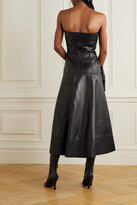 Thumbnail for your product : Valentino Strapless Leather Midi Dress - Black