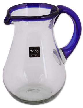 Novica Artisan Crafted Pitcher Classic Mexican Handblown Glass