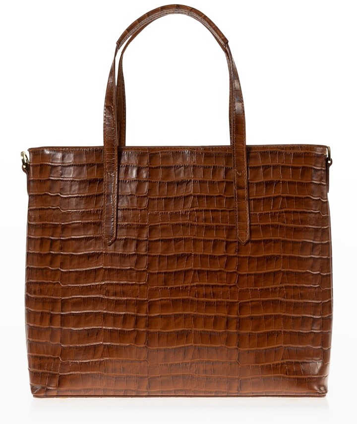 large kensington croc embossed leather shoulder bolsa