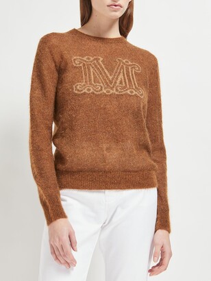 Max Mara Ocra Logo Jacquard Mohair & Wool Sweater