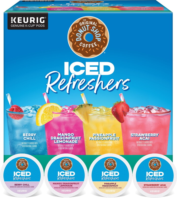 The Original Donut Shop, Iced Refreshers Variety Pack, Strawberry Acai, Pineapple Passionfruit, Mango Dragonfruit Lemonade, Berry Chill Flavor K-Cup Pods, 20 Count