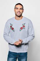 Thumbnail for your product : boohoo Crew Neck Sweat With Mirrored Embroidery