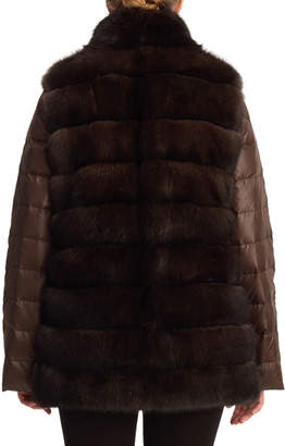 Christia Sable Fur & Silk Two-Piece Down Jacket
