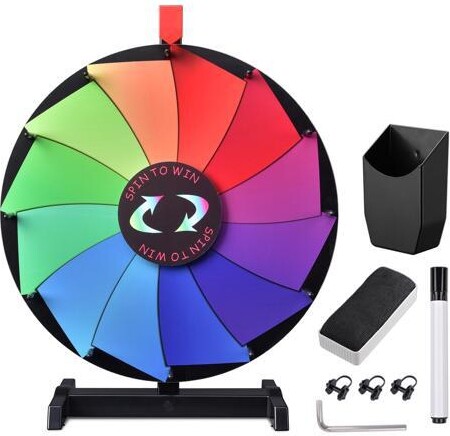 Yescom USA, Inc. WinSpin 18' Tabletop Color Prize Wheel 12 Slots Editable Fortune Spinning Wheel for Tradeshow Carnival Game Wheel, Pinwheel Series