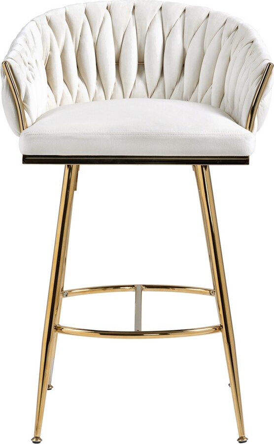 Streamdale Furniture Simplie Fun Velvet Counter Stools with Wave Back & Golden Base