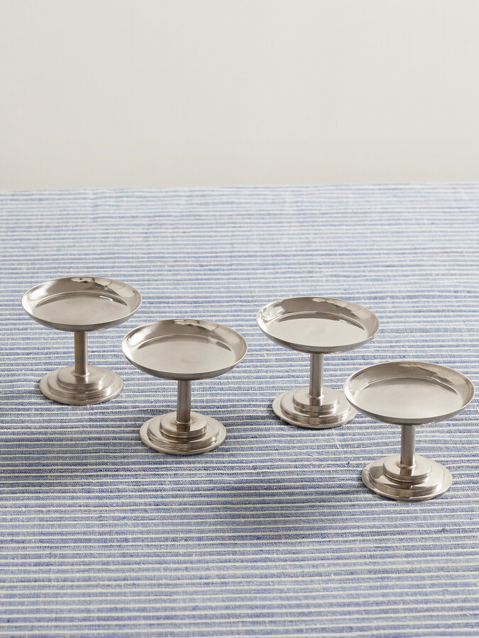 Gohar World - Set Of Four Stainless Steel Dessert Stems - Silver