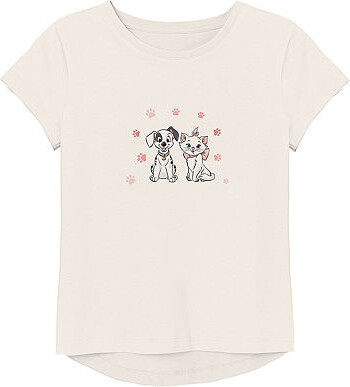 Disney Cats & Dogs Little & Big Kid Girls Crew Neck Short Sleeve Regular Fit Graphic T-Shirt