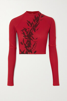 IOANNES Cropped Printed Stretch-jersey Top - Red
