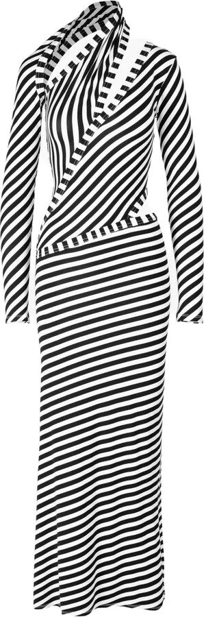 Ioana Ciolacu Diagonal-Stripe Cut-Out Maxi Dress
