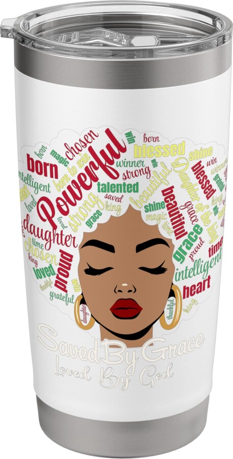 Saved By Grace Loved By God Afro Queen Black Gift Saved By Grace Loved By God Stainless Steel Insulated Tumbler