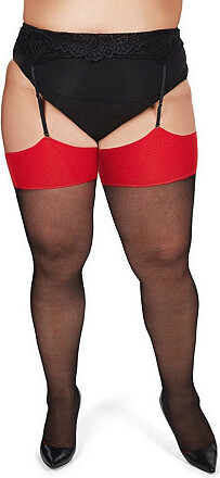 Me Moi MeMoi Backseam Cuban Heel Thigh Highs Plus