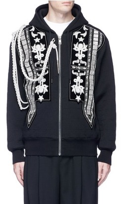Ports Rope embellished and star topstitch zip hoodie