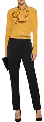 Moschino Pleated Printed Wool-Blend Tapered Pants