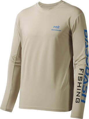 Bassdash Men's UPF 50+ Fishing Shirt Long Sleeve Sun Protection Performance Shirt For Outdoor Sports, Apple Green/Dark Grey Logo / S