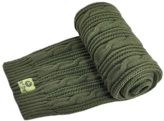 Man Of Aran Men's Cable Knit Scarf, Olive Colour