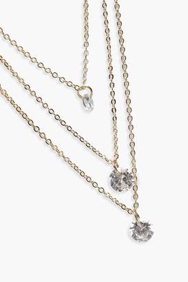 boohoo Diamante 3 Layer Choker Chain Necklace