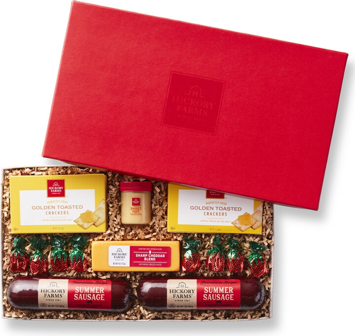 Hickory Farms Savory Farmhouse Gift Box, 14 pieces| Sausage & Cheese | Gift Under $50