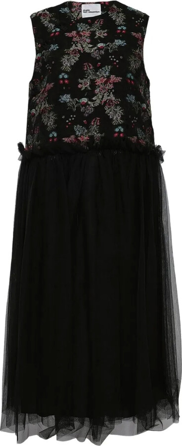 Noir Kei Ninomiya Floral-Jacquard Tulle Midi Dress