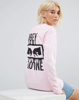 Thumbnail for your product : Obey Oversized Long Sleeve T-Shirt With Eyes Back Graphic