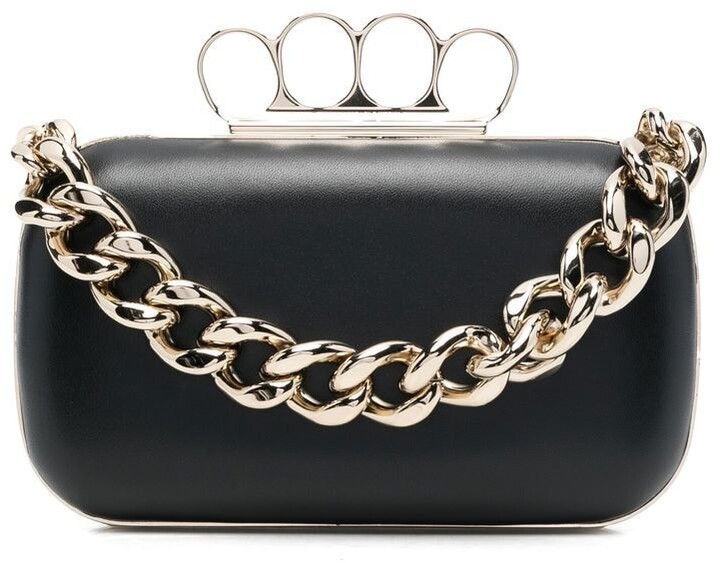 Alexander McQueen Leather Chain-Link Clutch-Bag - ShopStyle Clutches