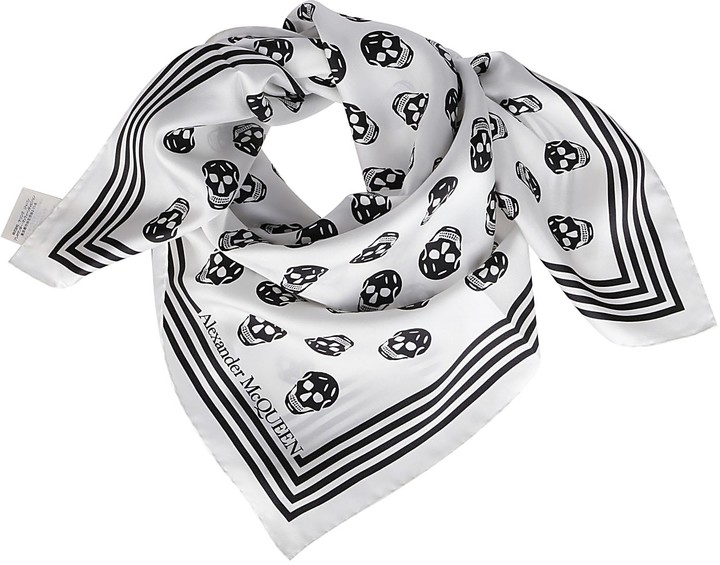 alexander mcqueen white skull scarf