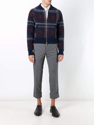Thom Browne checked knit bomber jacket
