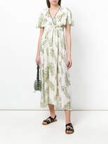 Thumbnail for your product : Forte Forte frill-sleeve leaf-print midi dress