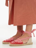 Thumbnail for your product : Castaner Jean Gingham-lace Canvas Espadrilles - Red