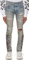 Thumbnail for your product : Amiri Blue & Taupe Bandana Flame Jeans